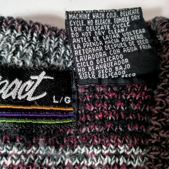 Vintage 1990s Impact Sweater Vest Men Large Gray Purple Geometric Leather Trim - Picture 8 of 16